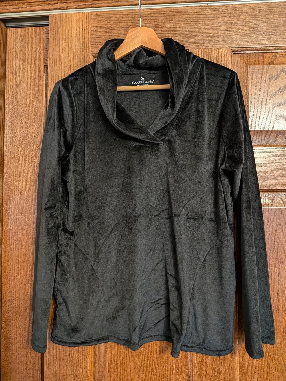 Cuddl Duds Black Plush Cowl Neck Women's Sweater